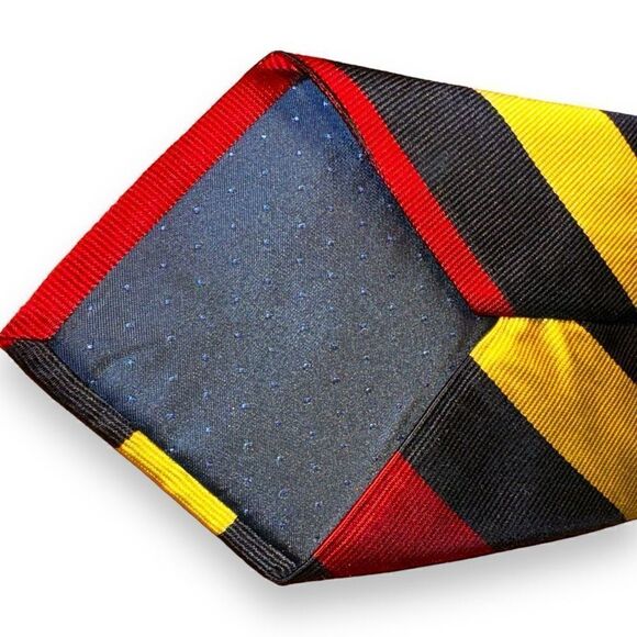 Keys & Lockwood Rep Stripe Navy & Red Made in USA Neck Tie - Picture 4 of 7